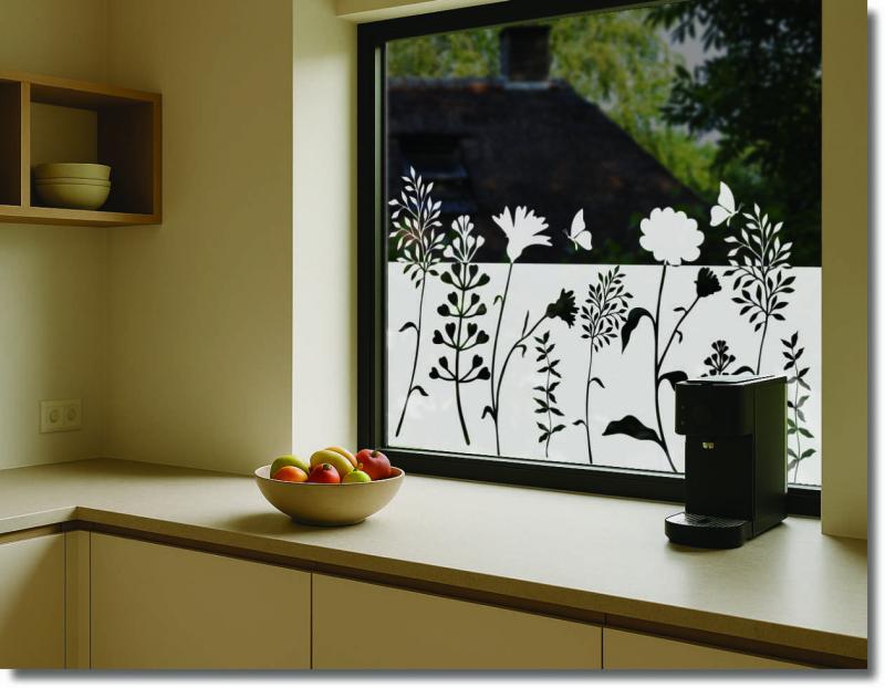 Duschdekorfolie Splasch wave schwungvoller Sichtschutz